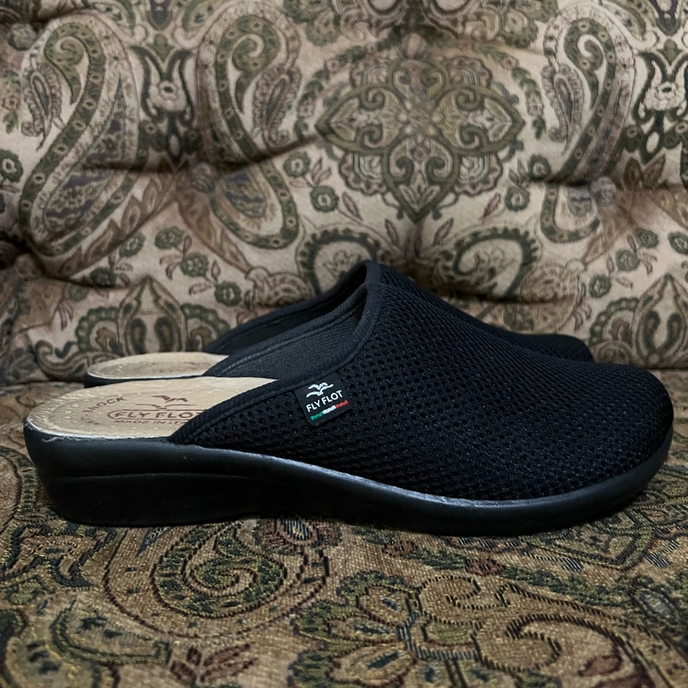 Ladies Fly Flot Cloth Slipper Mesh Clog Mule Shoe